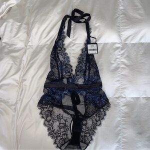 Honey Birdette Lace Madame Playsuit - Sapphire